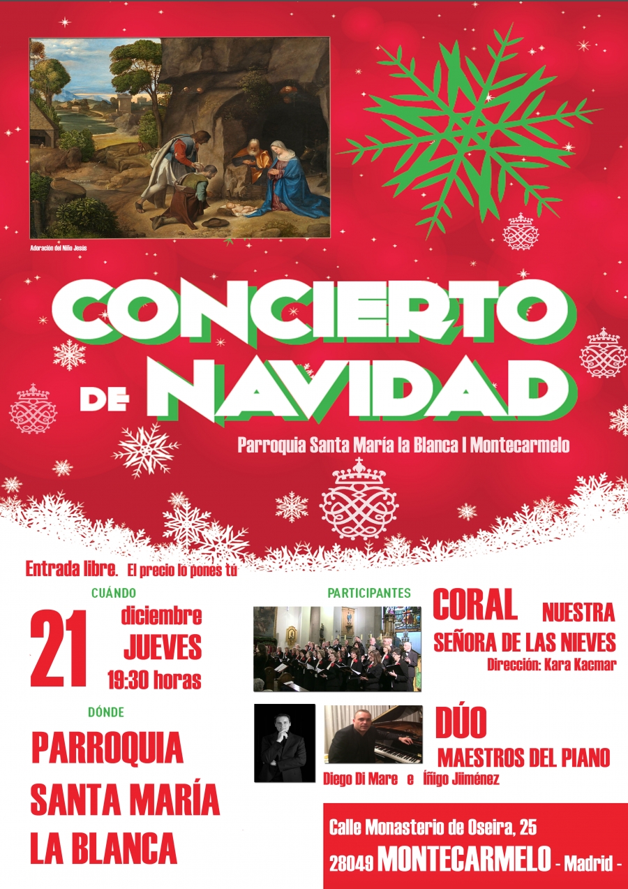 Santa María la Blanca de Montecarmelo organiza un concierto de Navidad