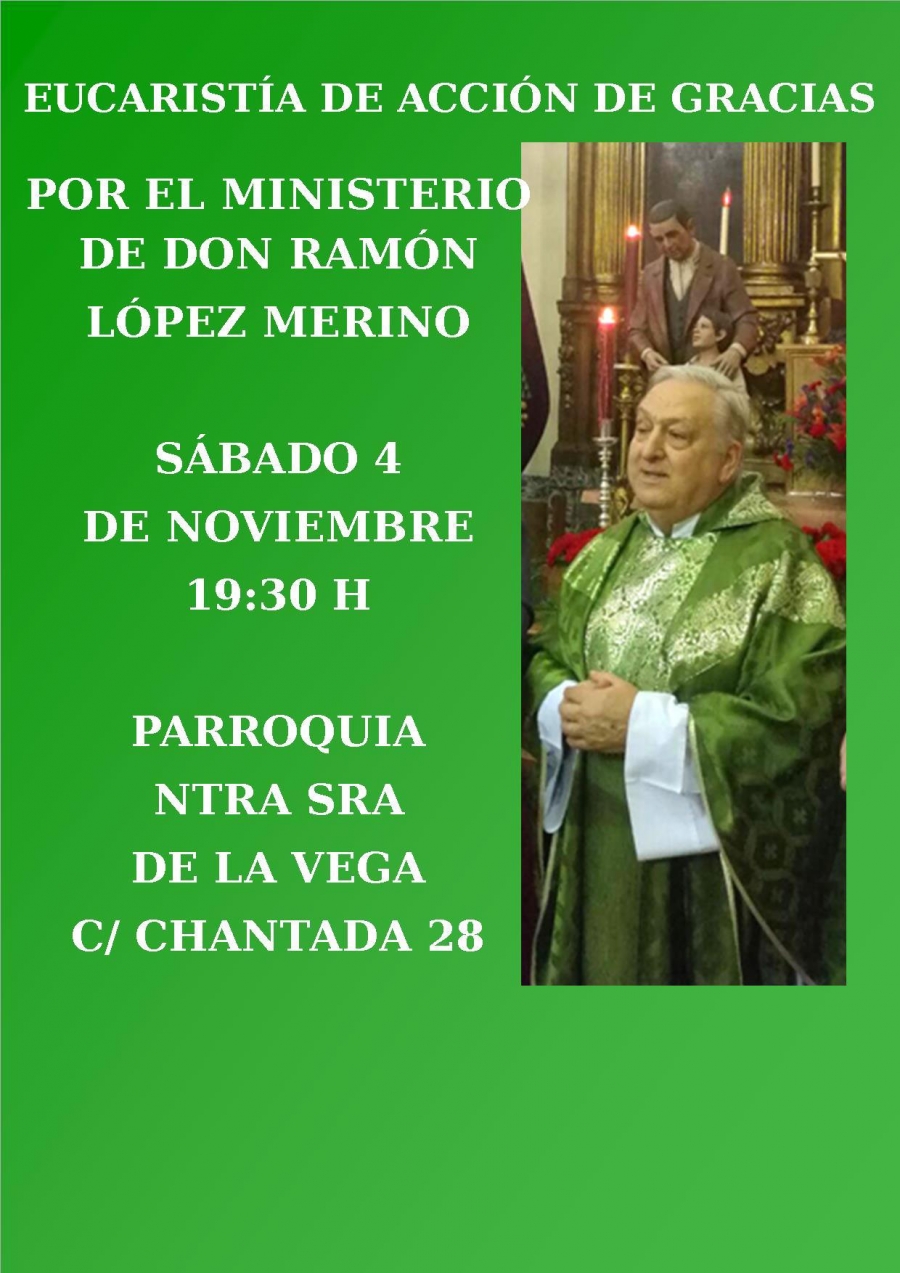 El vicario de Pastoral Social preside una Eucaristía de acción de gracias por el ministerio de Ramón López Merino.
