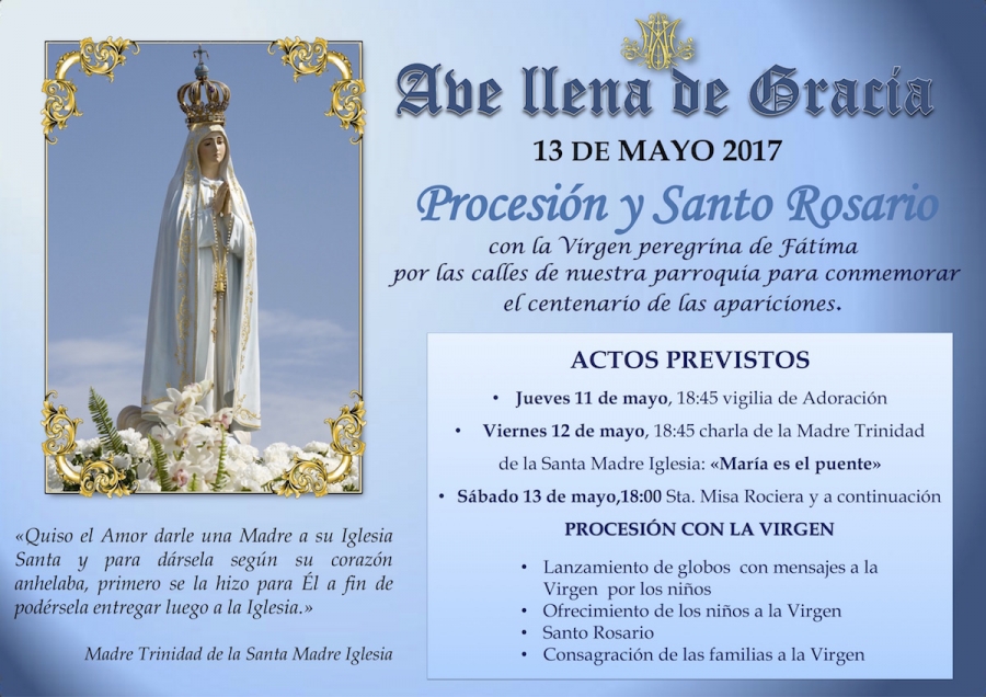 La parroquia Presentación de Nuestra Señora organiza distintas actividades en honor a la Virgen de Fátima