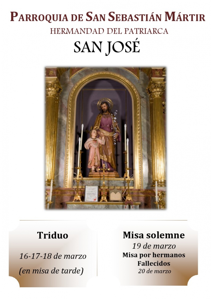 San Sebastián Mártir prepara un triduo en honor a san José