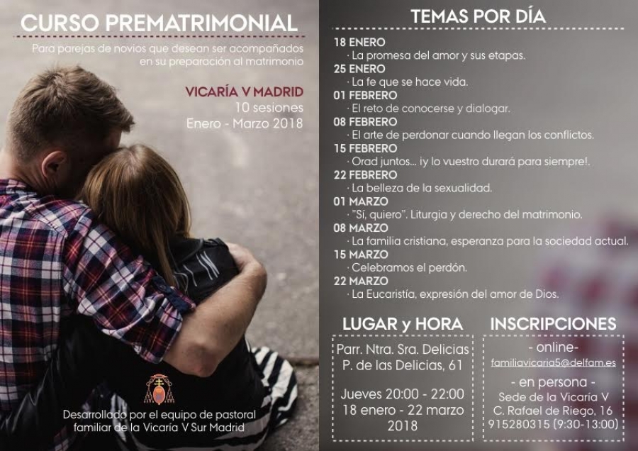 La Vicaría V ofrece un curso prematrimonial en Nuestra Señora de Delicias
