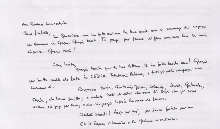 carta papa francisco cedia caritas madridjpg