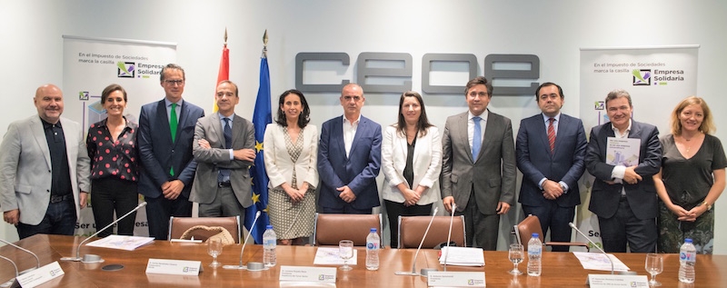 El presidente de la CEOE, Antonio Garamendi, insta a las empresas espa&ntilde;olas a que marquen la X con fines sociales en el Impuesto de Sociedades