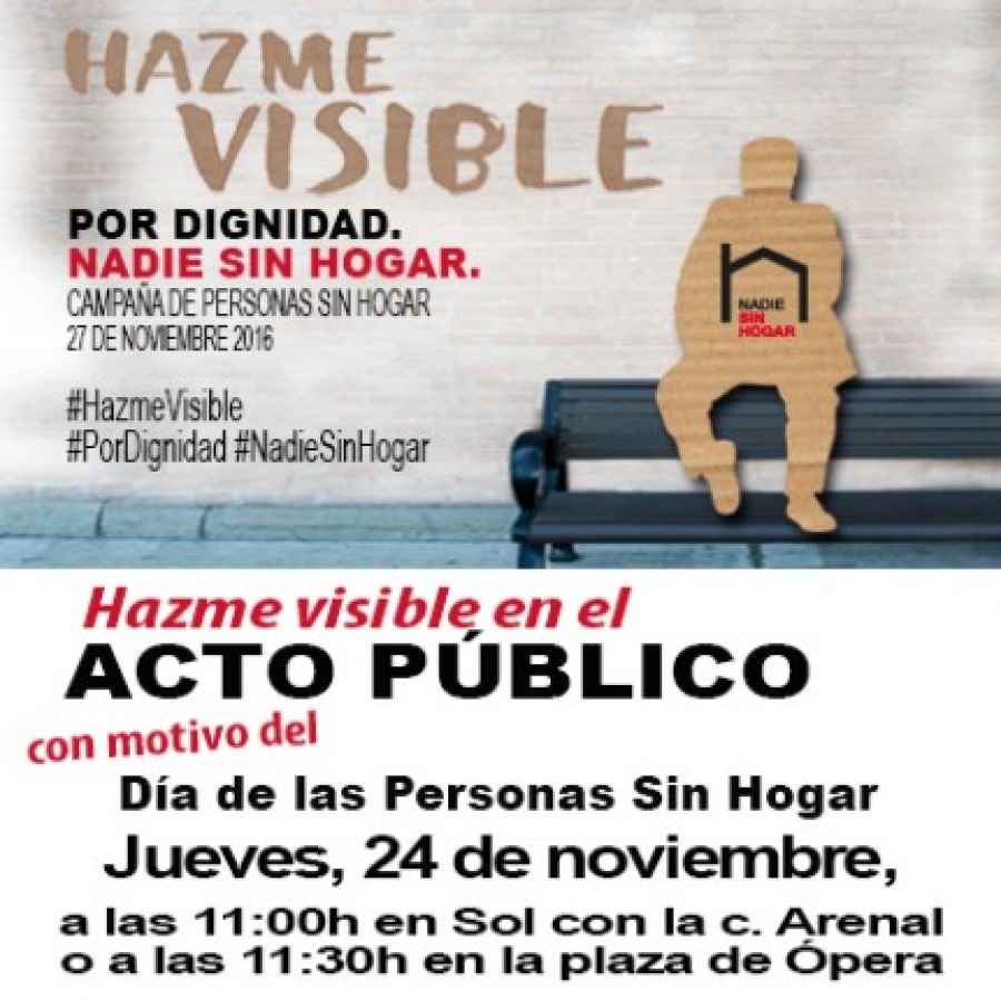 Acto p&uacute;blico con motivo de la campa&ntilde;a de las Personas Sin Hogar 2016