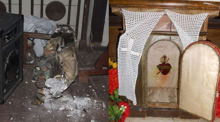 Destruyen im&aacute;genes religiosas y atacan sagrario en capilla de Chile