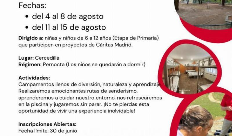 C&aacute;ritas Madrid organiza campamentos de verano para ni&ntilde;os en Cercedilla: actividades al aire libre, aprendizaje y diversi&oacute;n