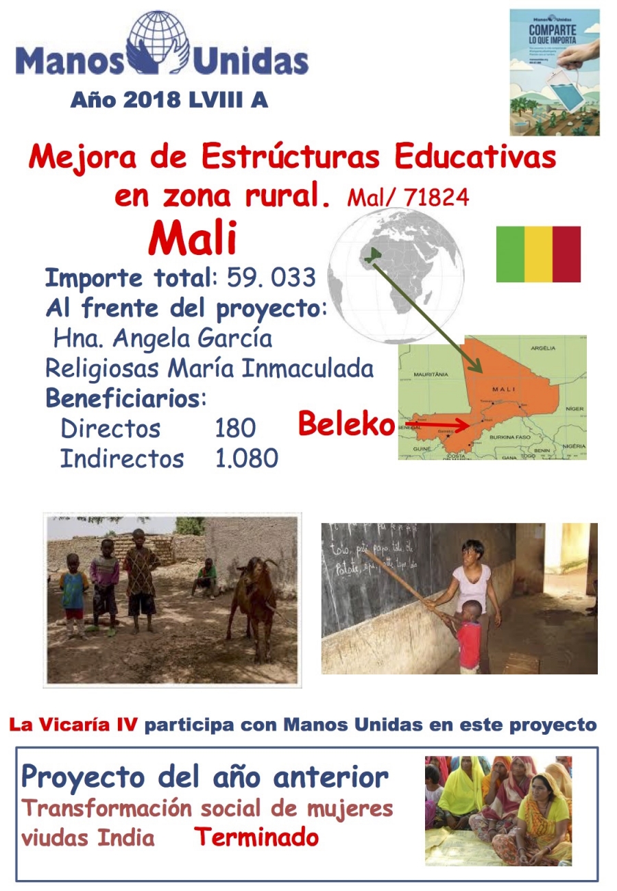 Las parroquias de la Vicaría IV financian un proyecto de educación de Mali en el marco de la 59 campaña de Manos Unidas