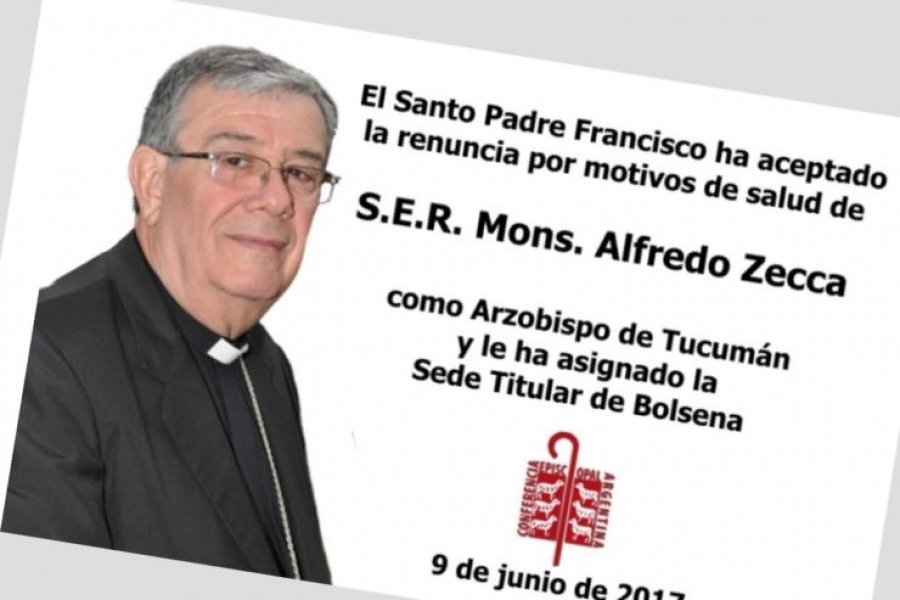 Argentina: el Papa acepta la renuncia del obispo de Tucum&aacute;n y le asigna una sede titular en Italia