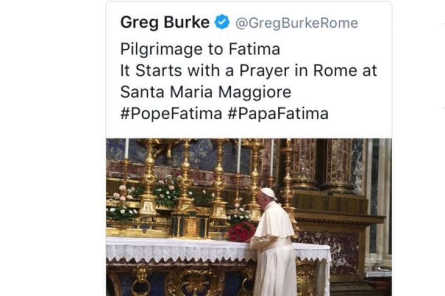 Viaje a F&aacute;tima: El Papa reza en Santa Mar&iacute;a la Mayor por su peregrinaci&oacute;n