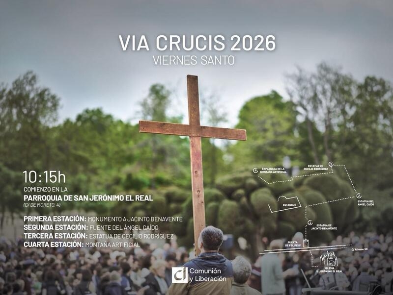 Comuni&oacute;n y Liberaci&oacute;n celebra el V&iacute;a Crucis de Viernes Santo en el parque del Retiro