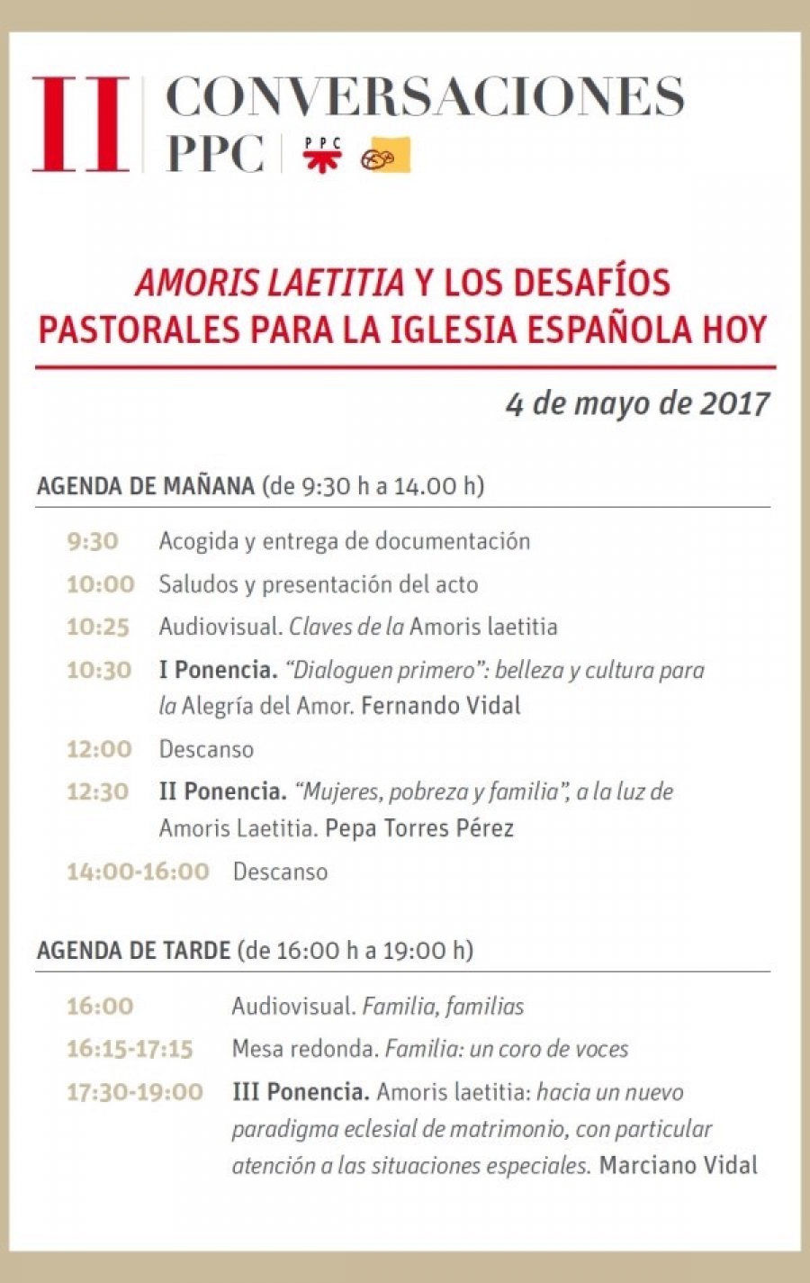 PPC organiza las II Conversaciones, con el tema &#039;Amoris laetitia y los desafíos pastorales para la Iglesia española hoy&#039;