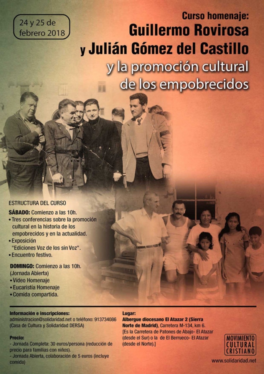 El Movimiento Cultural Cristiano organiza un curso homenaje a Guillermo Rovirosa y Julián Gómez del Castillo