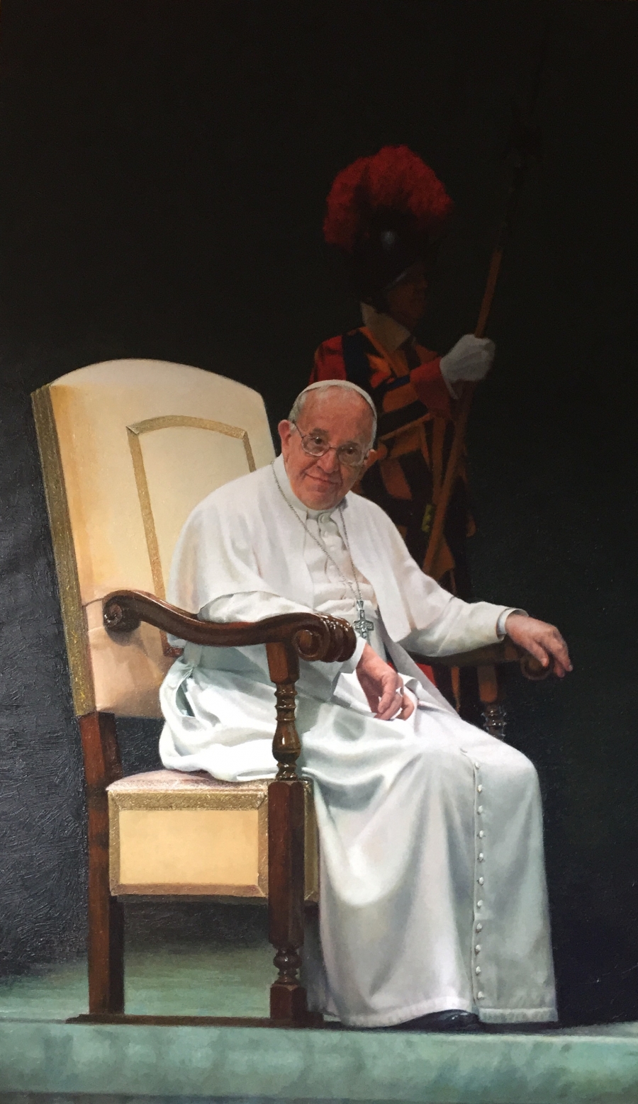 El cuadro del Papa de Isabel Guerra ya luce en la CEE