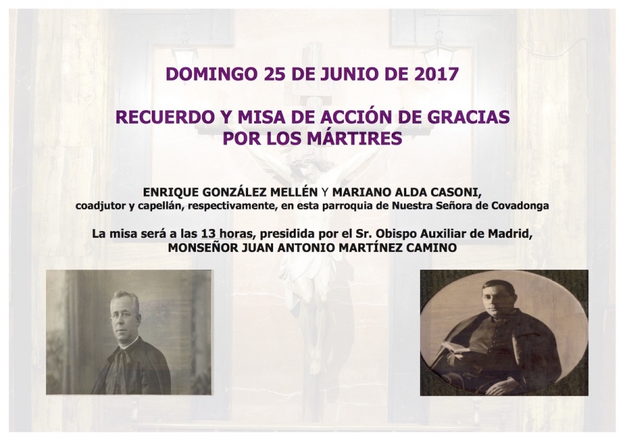 Nuestra Señora de Covadonga organiza una Eucaristía en memoria de sus dos sacerdotes mártires