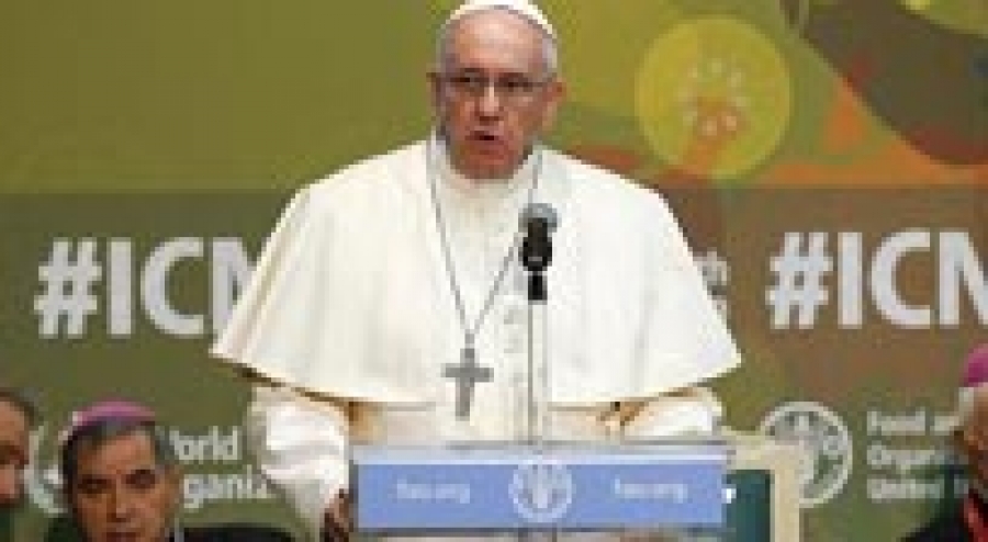 Papa en la FAO: &quot;Hay comida para todos, pero no todos pueden comer&quot;  (Vídeo)