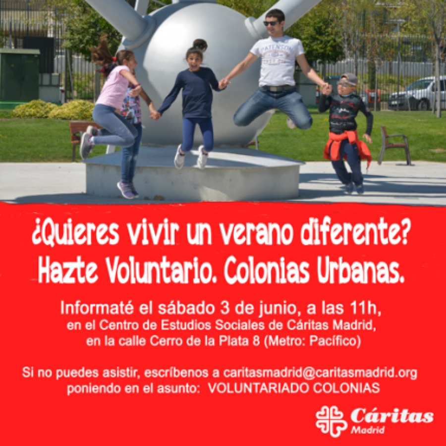 Cáritas Madrid informa sobre cómo colaborar como voluntario en las colonias urbanas