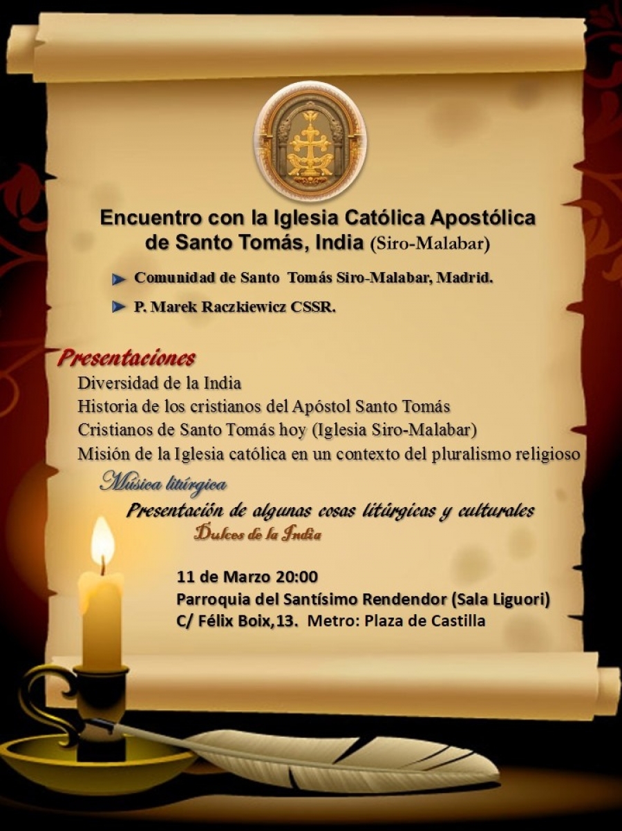 Encuentro con la Iglesia Cat&oacute;lica Siro-Malabar en la parroquia del Sant&iacute;simo Redentor