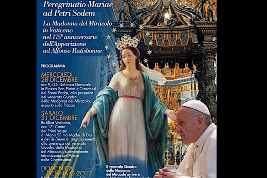 Exponen el cuadro de la Virgen Milagrosa en la bas&iacute;lica de San Pedro
