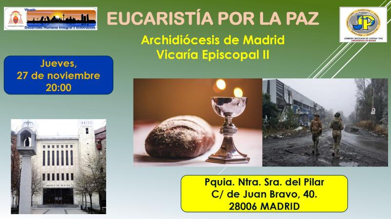 La parroquia Nuestra Se&ntilde;ora del Pilar acoge la Eucarist&iacute;a por la Paz del mes de noviembre