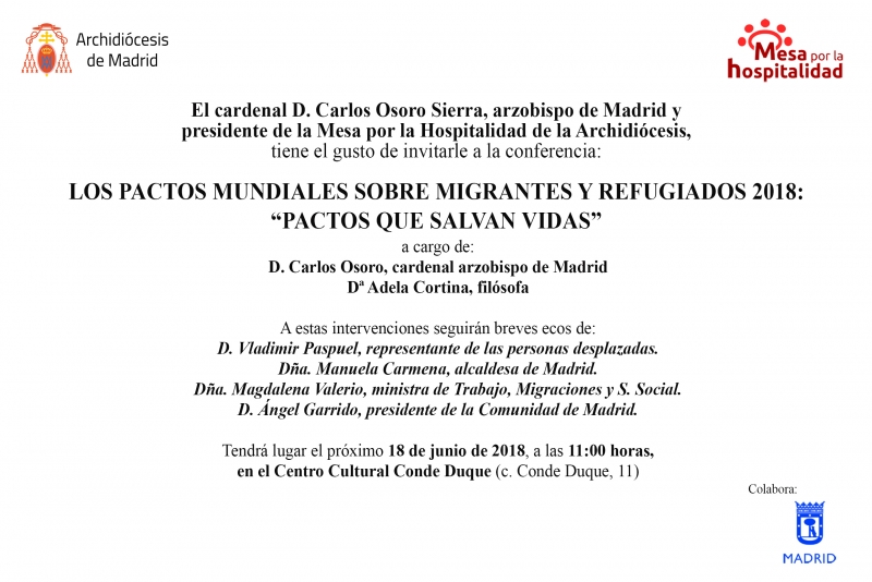 El cardenal Osoro y Adela Cortina hablan de &#039;Los Pactos Mundiales sobre Migrantes y Refugiados&#039;