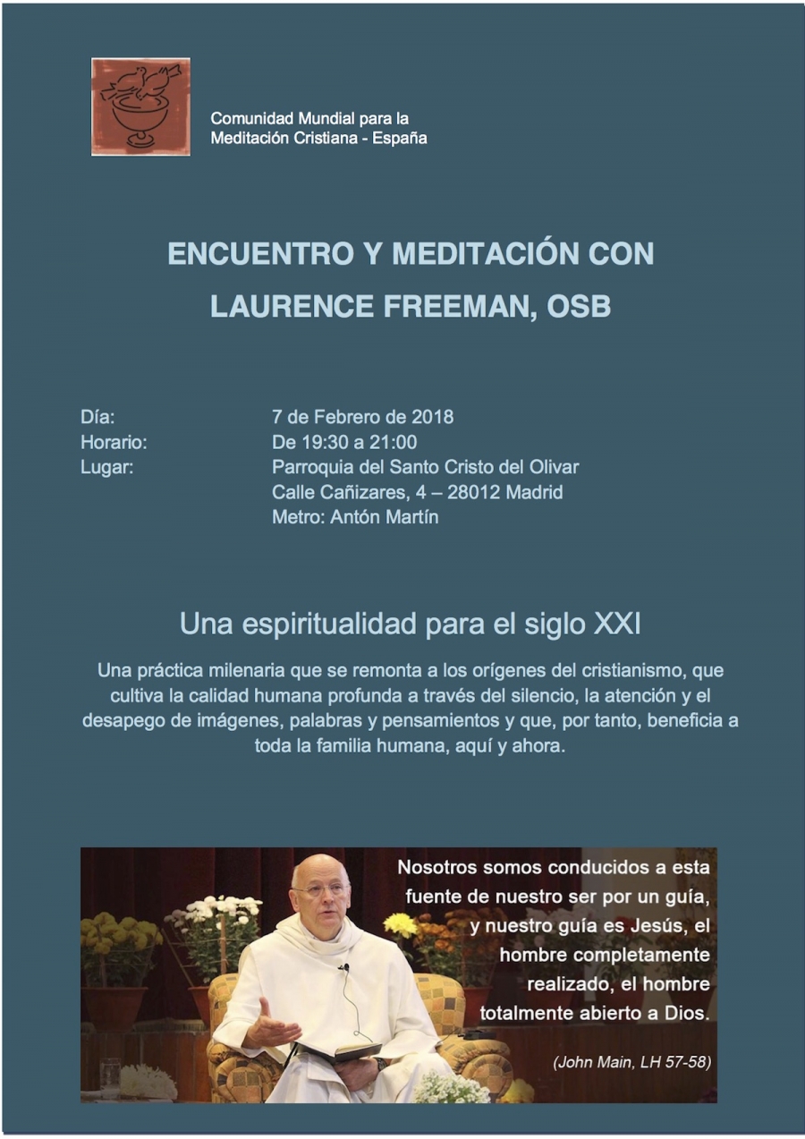 Santo Cristo del Olivar organiza un encuentro meditación con Laurence Freeman, OSB