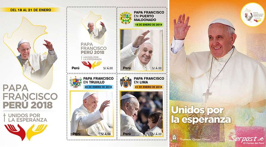 Presentan postales y estampillas conmemorativas del viaje del Papa Francisco al Per&uacute;