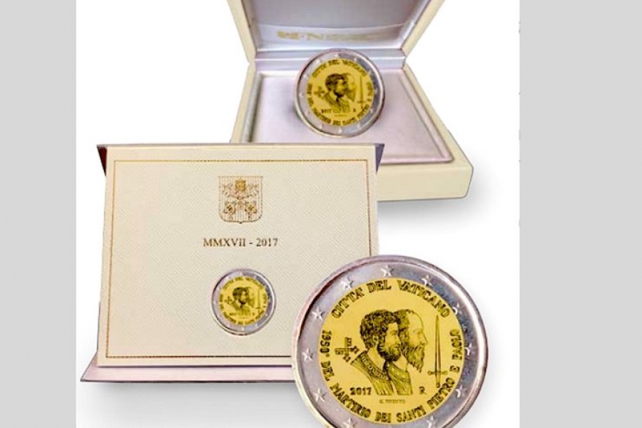 Vaticano: nueva moneda de dos euros con la imagen de san Pedro y san Pablo