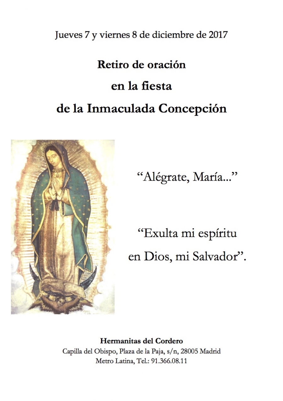 Las Hermanitas del Cordero invitan a un retiro de oración en la Inmaculada Concepción