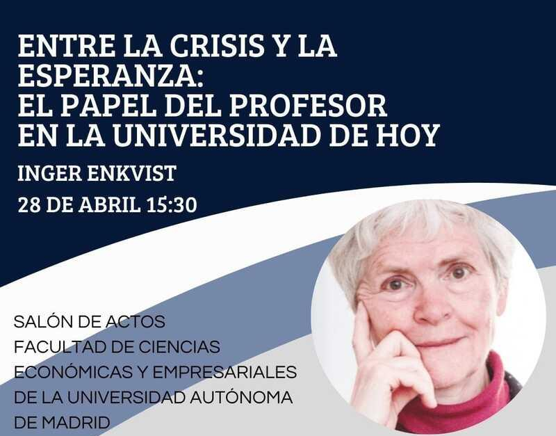 Pastoral Universitaria de la Aut&oacute;noma de Madrid organiza la ponencia 'Entre la crisis y la esperanza: el papel del profesor en la universidad de hoy' que imparte Inger Enkvist