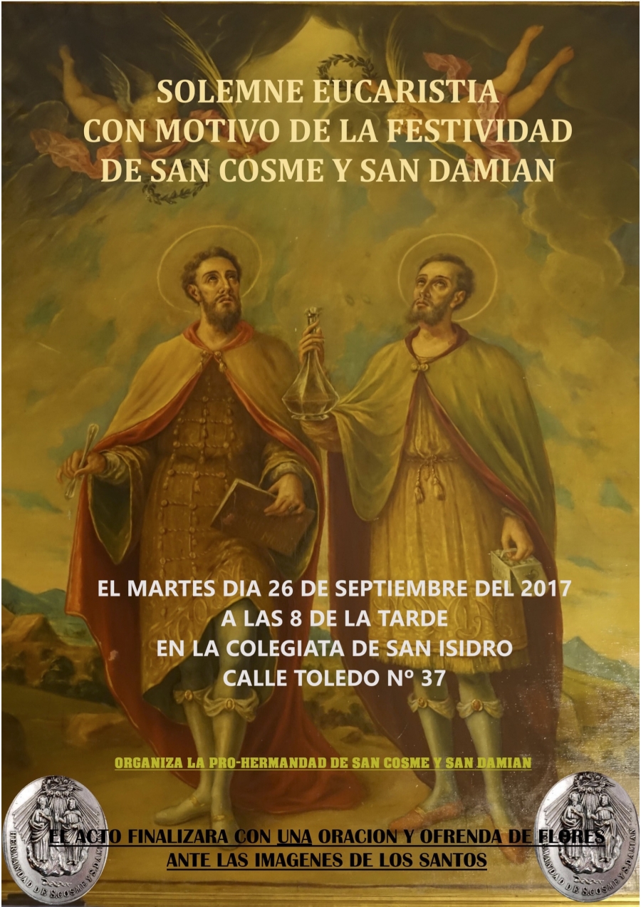 La colegiata de San Isidro acoge una Eucaristía en honor de los santos Cosme y Damián