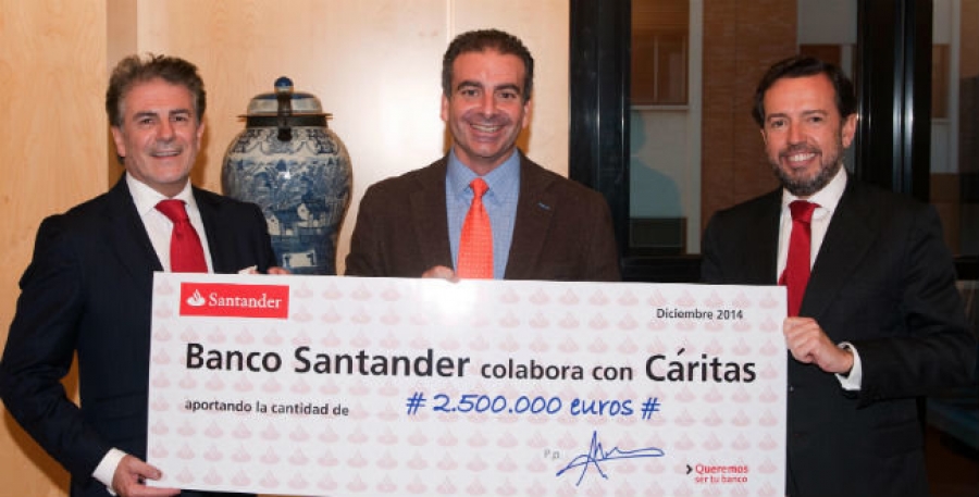 Un fondo de inversión solidario de Banco Santander entrega 2,5 millones de euros para proyectos de Cáritas de lucha contra el hambre