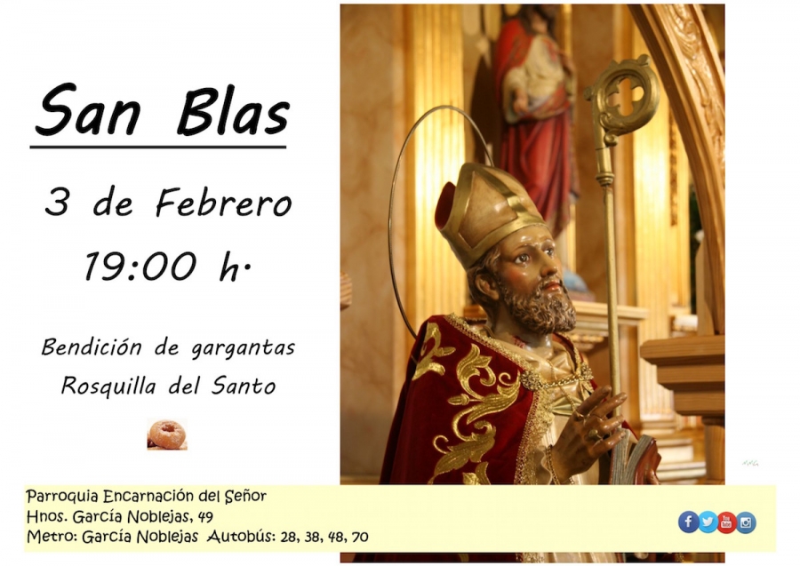 La parroquia Encarnaci&oacute;n del Se&ntilde;or festeja a san Blas