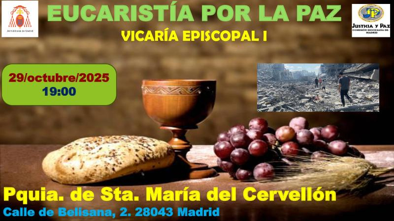 La parroquia de Santa Mar&iacute;a del Cervell&oacute;n acoge la Eucarist&iacute;a por la Paz del mes de octubre