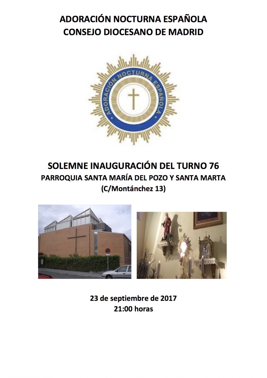 La Adoración Nocturna de Madrid inaugura un nuevo turno en Santa María del Pozo y Santa Marta